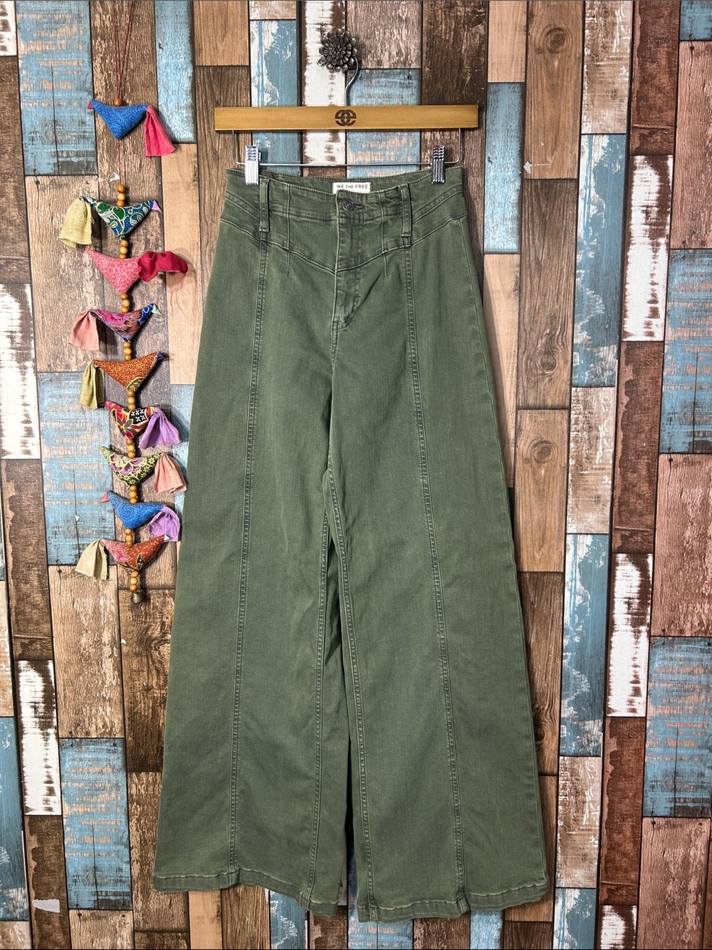 We The Free Olive Wide-Leg High-Rise Jeans